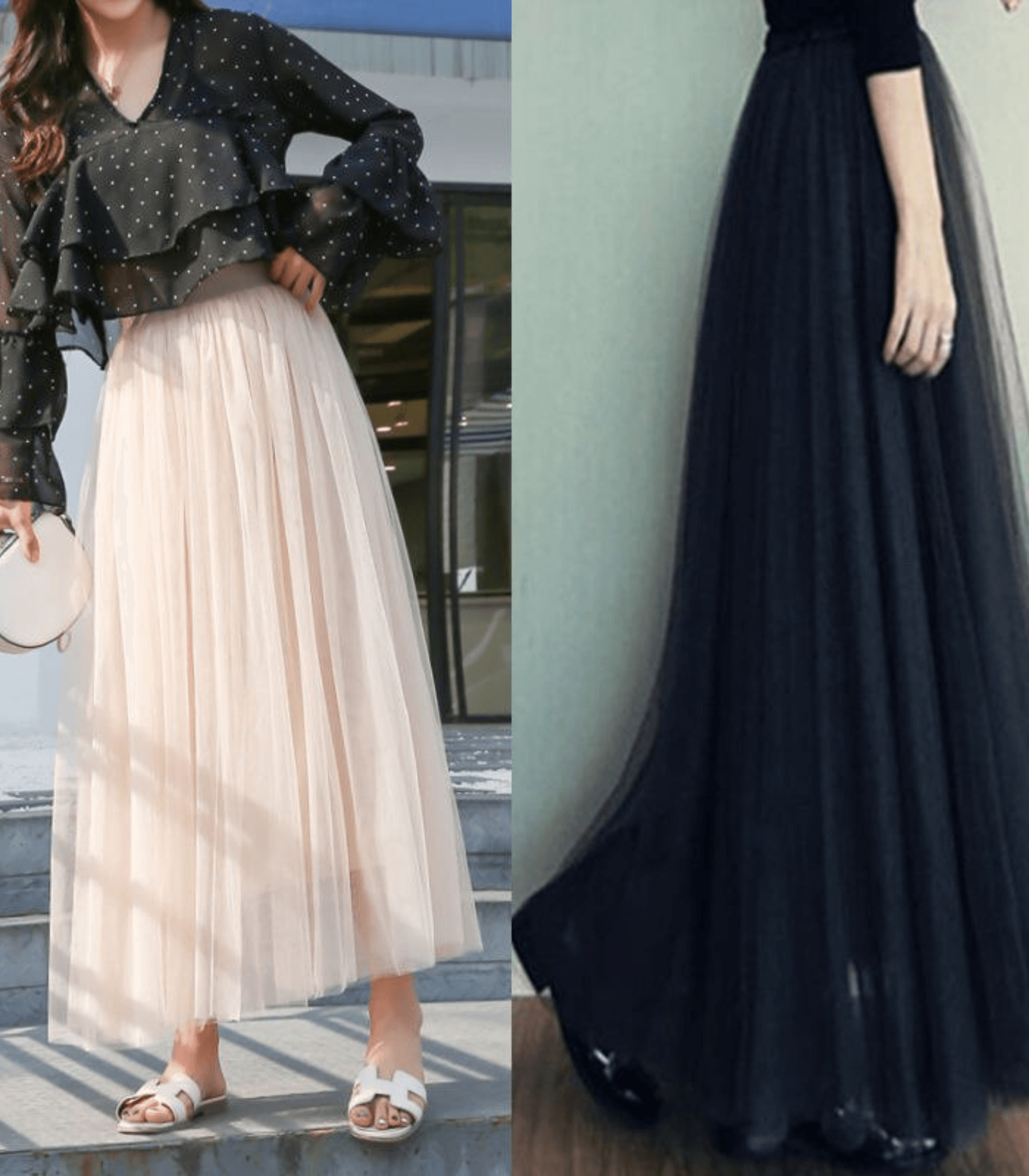 NOUVEAU RICHE Damen Tüllrock Knöchellang Mehrlagiges Netz Elegantes Fließendes Design Für Jedes Outfit