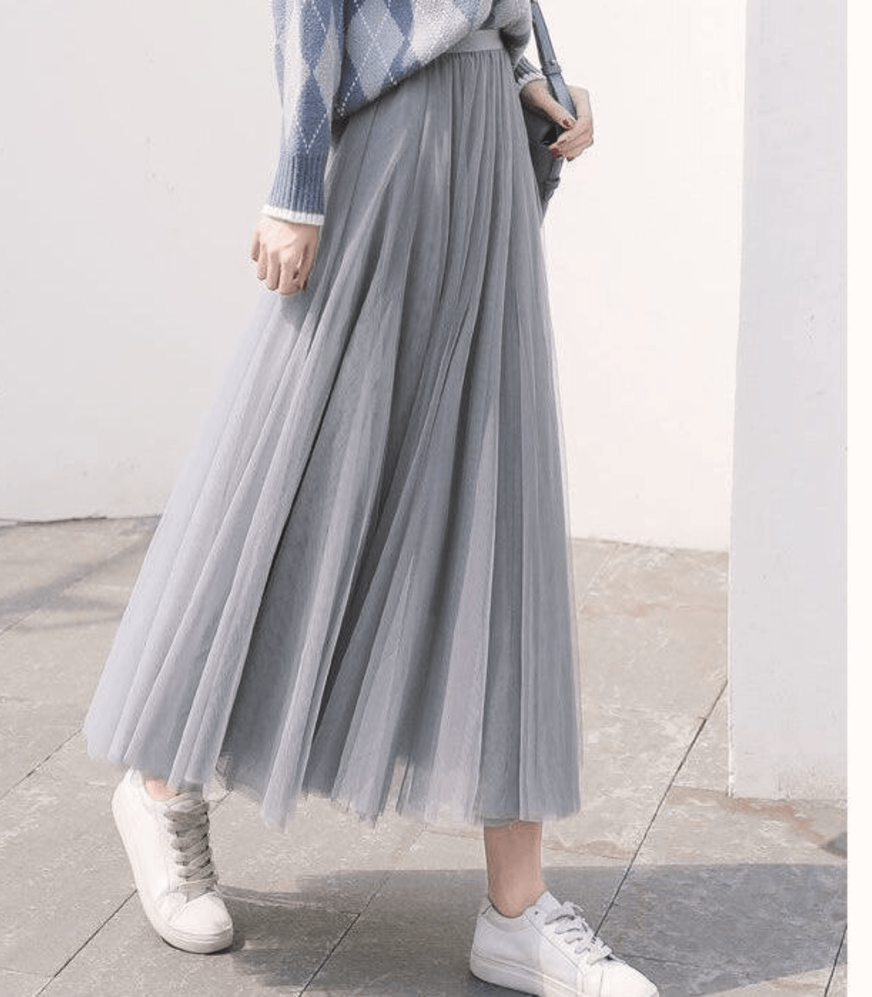 NOUVEAU RICHE Damen Tüllrock Knöchellang Mehrlagiges Netz Elegantes Fließendes Design Für Jedes Outfit Grau