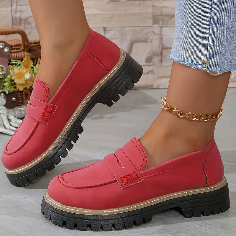 NOUVEAU RICHE Damen Wildleder Loafer Ganztagskomfort Stilvolle Schuhe Rot