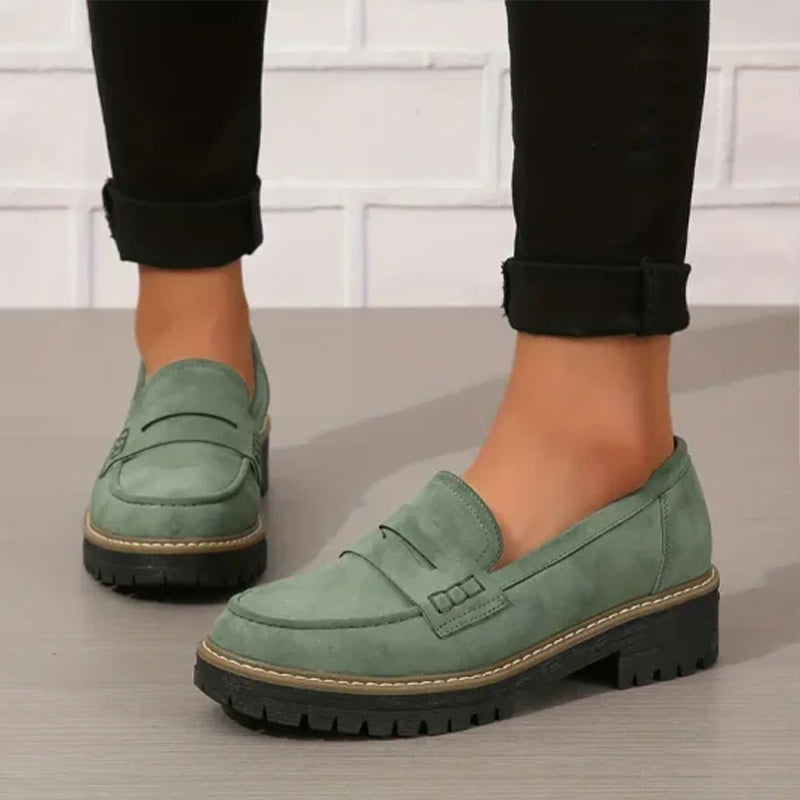 NOUVEAU RICHE Damen Wildleder Loafer Ganztagskomfort Stilvolle Schuhe Grün