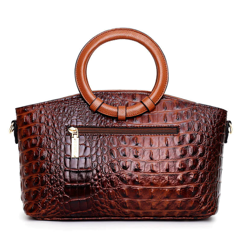 NOUVEAU RICHE Damen Baguette Handtasche Mit Rundhenkel Kompakten Format Vintage Braun