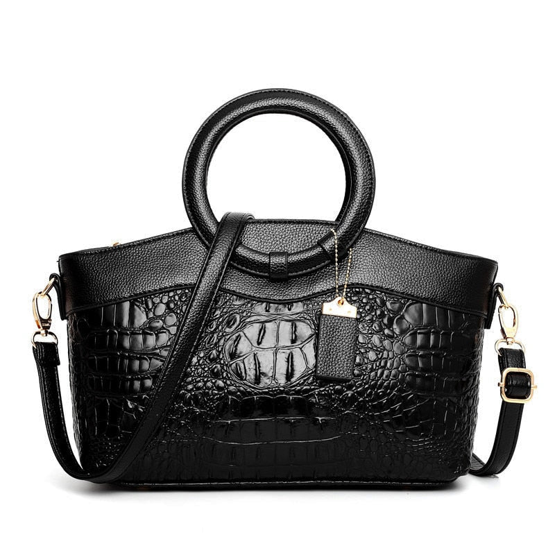 NOUVEAU RICHE Damen Baguette Handtasche Mit Rundhenkel Kompakten Format Vintage Schwarz