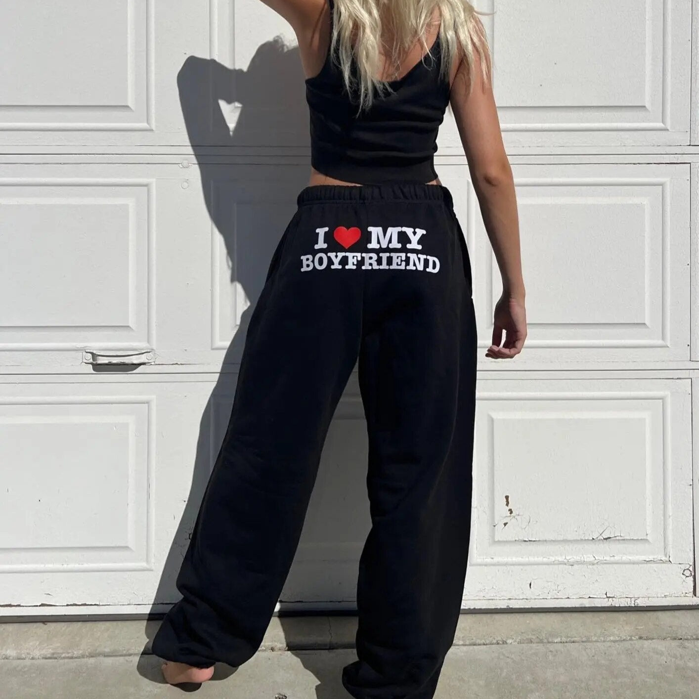 NOUVEAU RICHE Damen Bedruckte Jogginghosen Hohe Taille Weite Passform