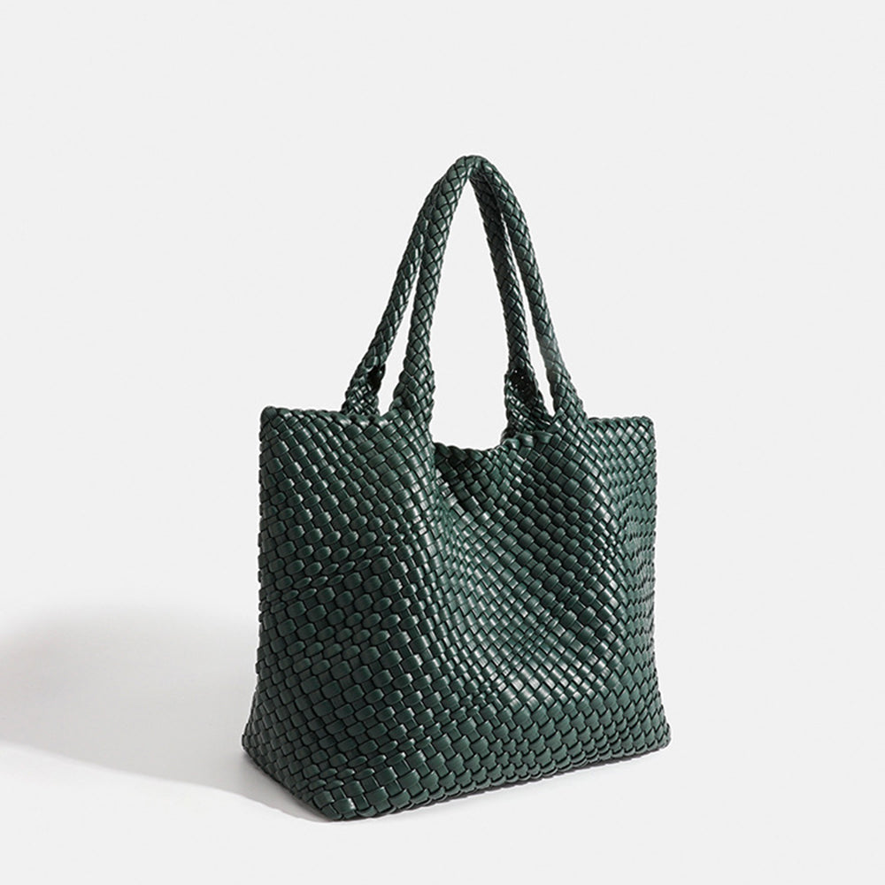 NOUVEAU RICHE Damen Einkaufstasche Beige Einheitsgröße Vegane Ledertasche aus Kunstleder für Stil und Funktionalität Waldgrün