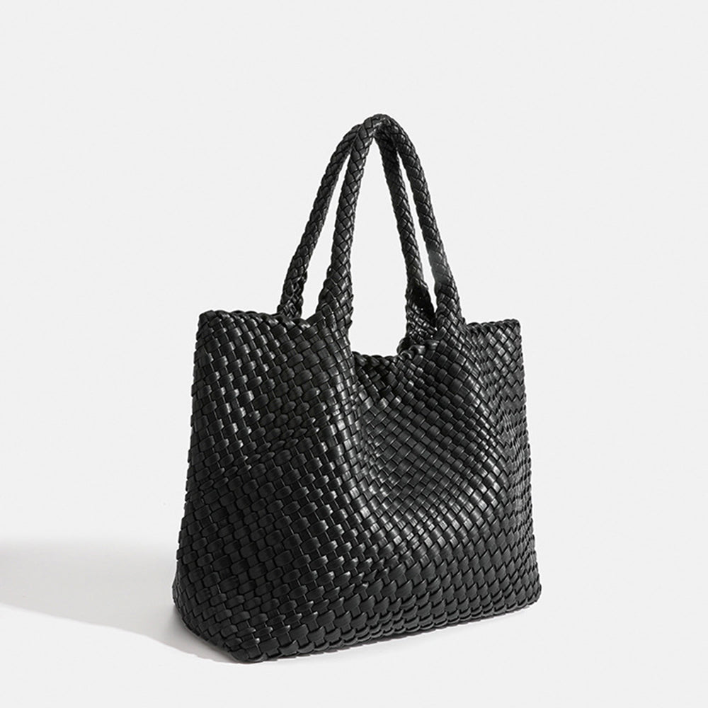 NOUVEAU RICHE Damen Einkaufstasche Beige Einheitsgröße Vegane Ledertasche aus Kunstleder für Stil und Funktionalität Schwarz