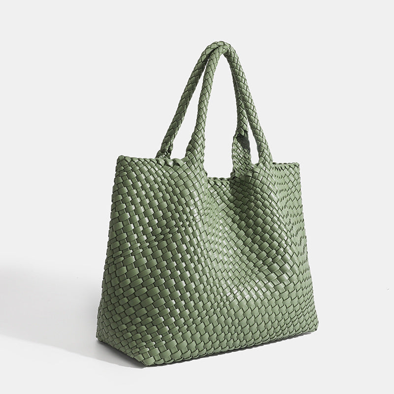 NOUVEAU RICHE Damen Einkaufstasche Beige Einheitsgröße Vegane Ledertasche aus Kunstleder für Stil und Funktionalität Avocado