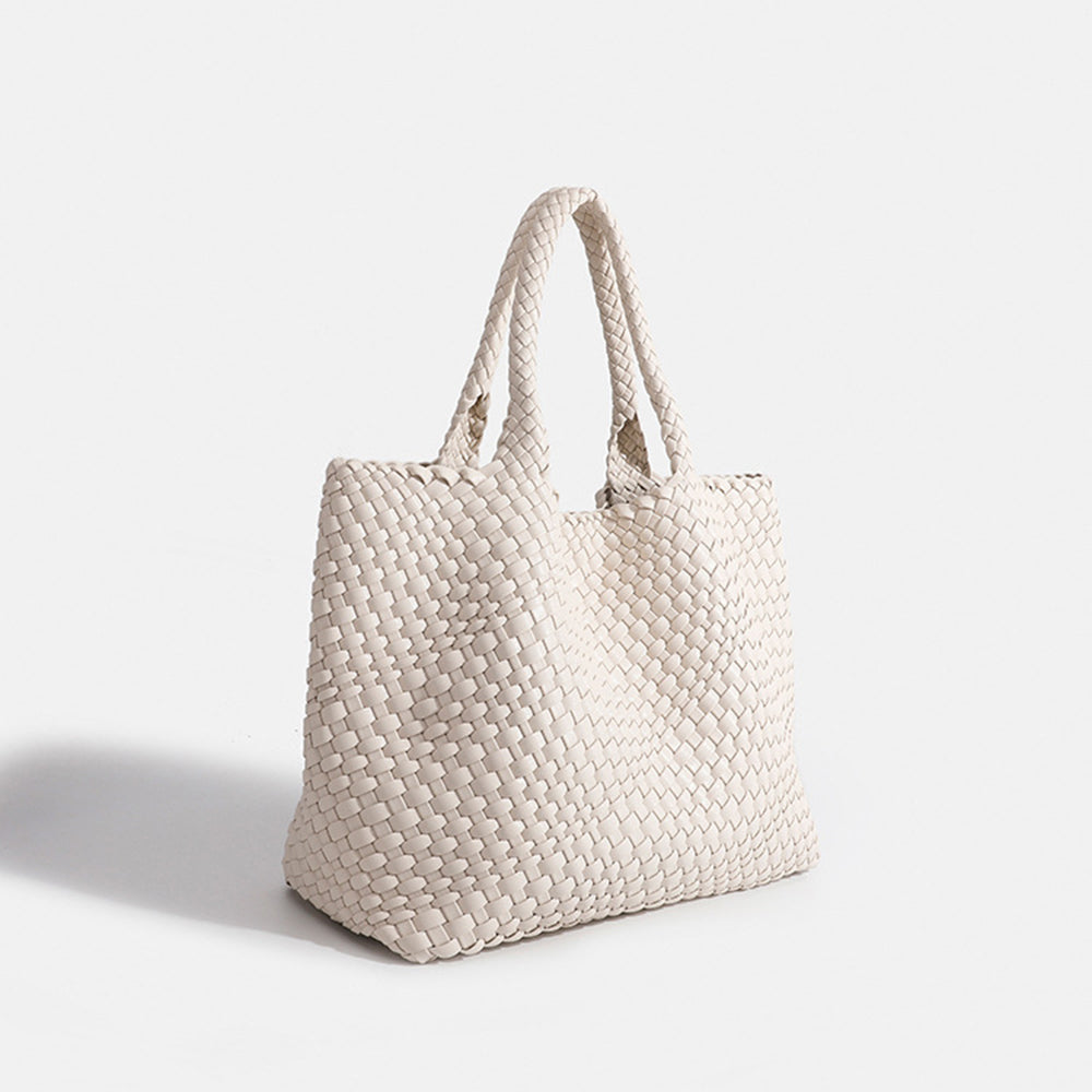 NOUVEAU RICHE Damen Einkaufstasche Beige Einheitsgröße Vegane Ledertasche aus Kunstleder für Stil und Funktionalität Weiß
