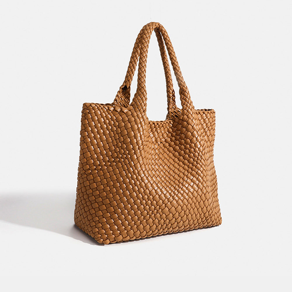 NOUVEAU RICHE Damen Einkaufstasche Beige Einheitsgröße Vegane Ledertasche aus Kunstleder für Stil und Funktionalität Rostbraun
