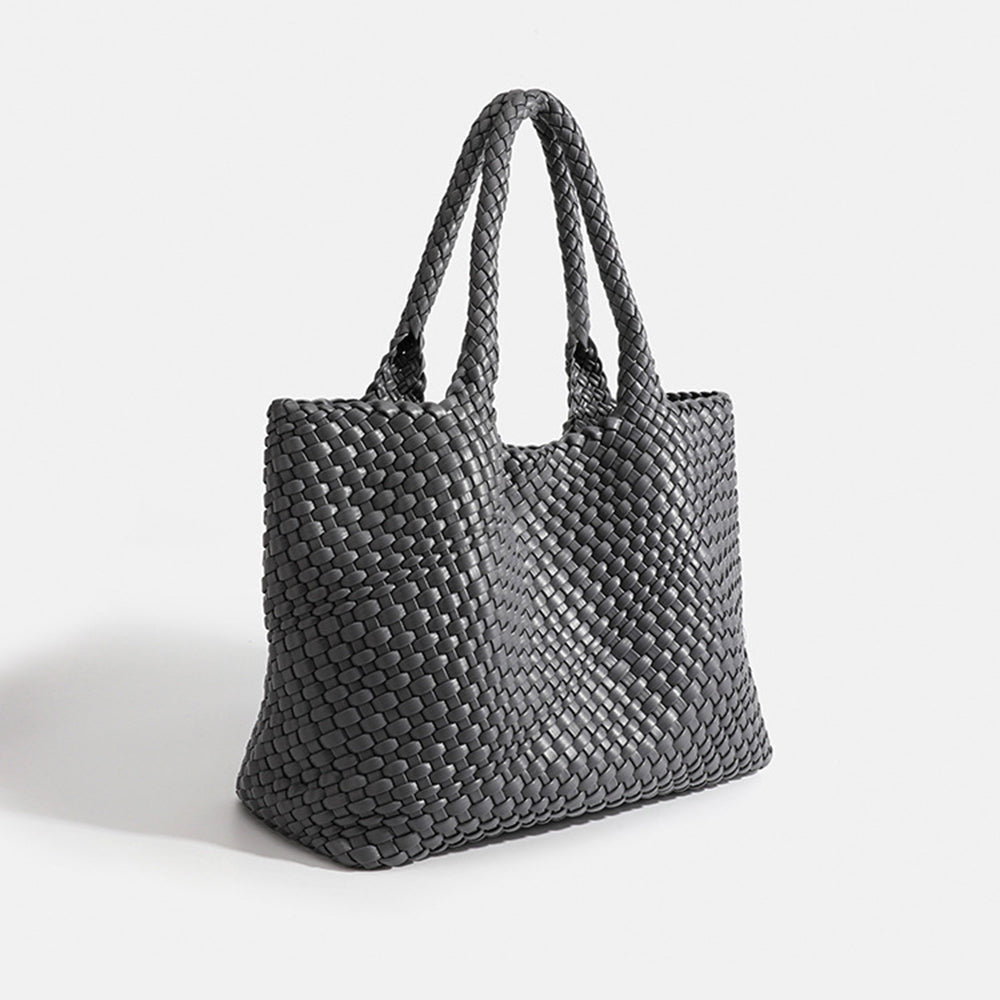 NOUVEAU RICHE Damen Einkaufstasche Beige Einheitsgröße Vegane Ledertasche aus Kunstleder für Stil und Funktionalität Dunkelgrau