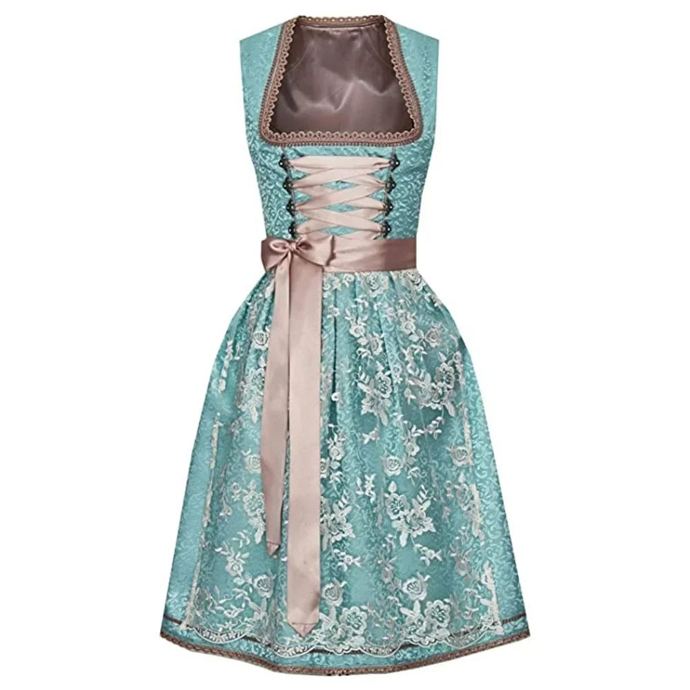 NOUVEAU RICHE Oktoberfest Tracht Damen Elegant Kleid Festlich Mit Details Grün
