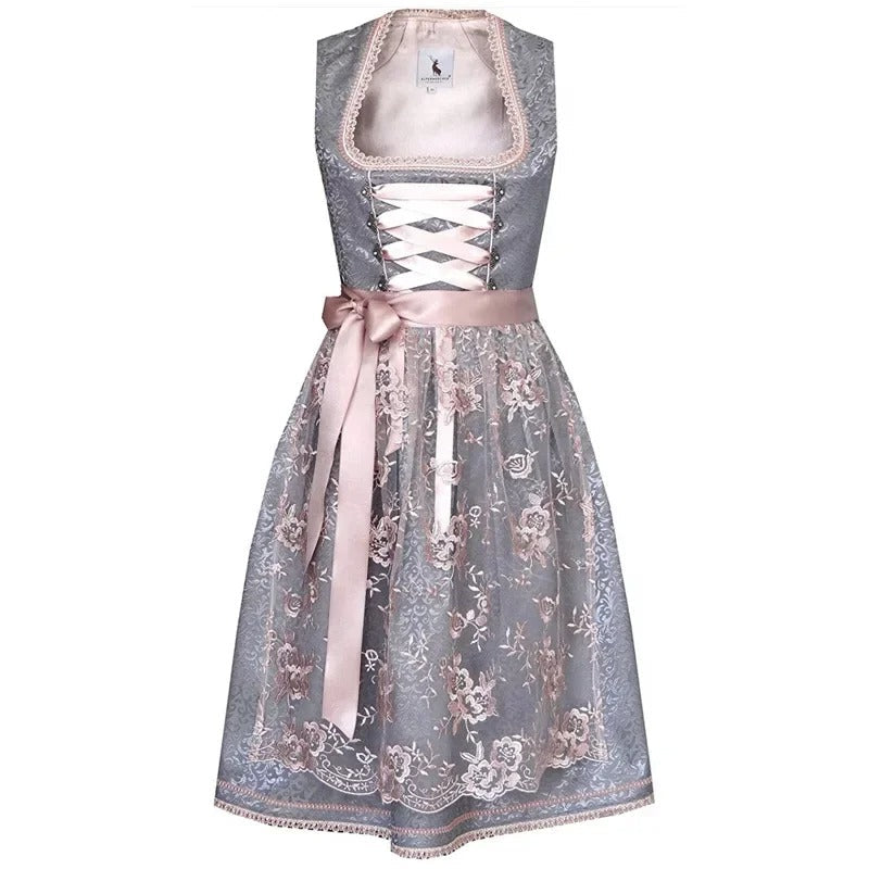 NOUVEAU RICHE Oktoberfest Tracht Damen Elegant Kleid Festlich Mit Details Silber