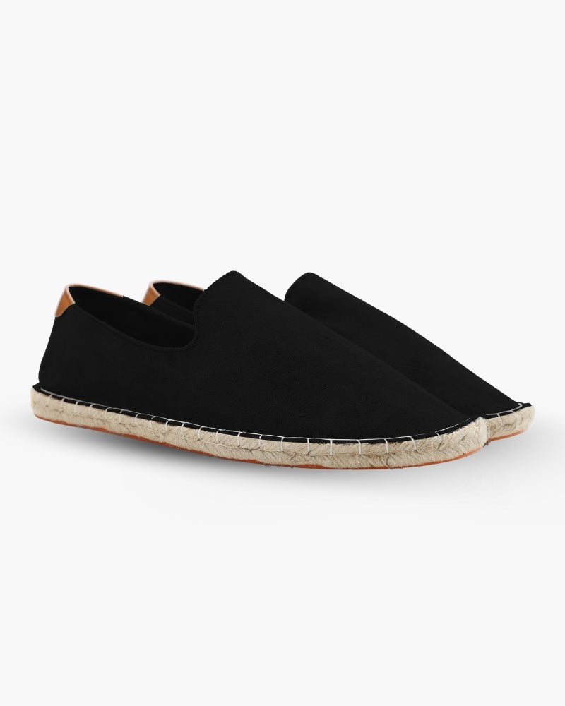 NOUVEAU RICHE Herren Espadrilles Baumwolle mit Juteumwickelter Sohle Schwarz