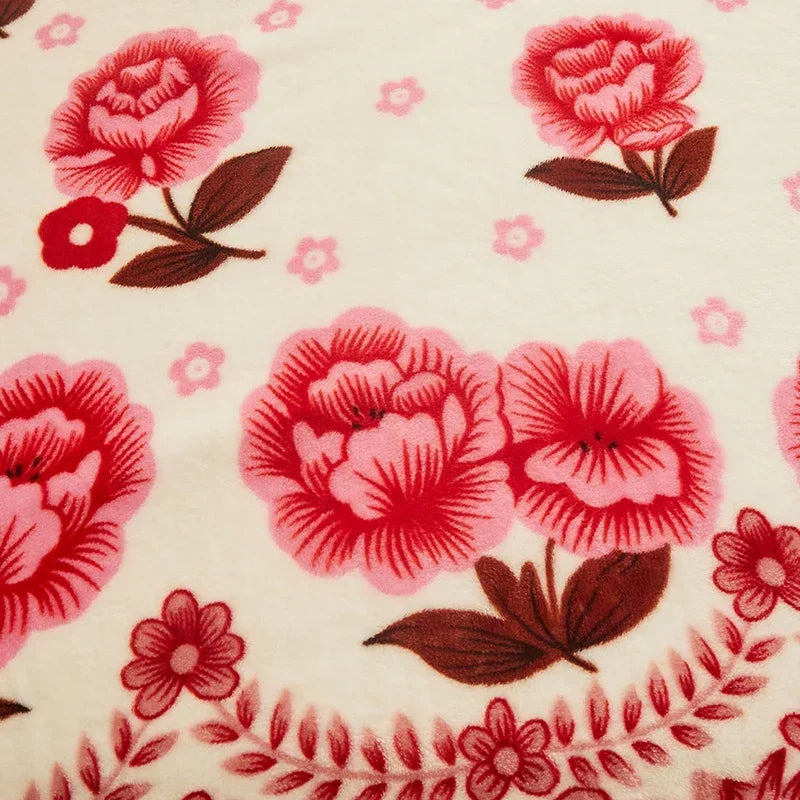 NOUVEAU RICHE Damen Fleece Decke Koralle Blumenmuster Sommer 140x200 cm