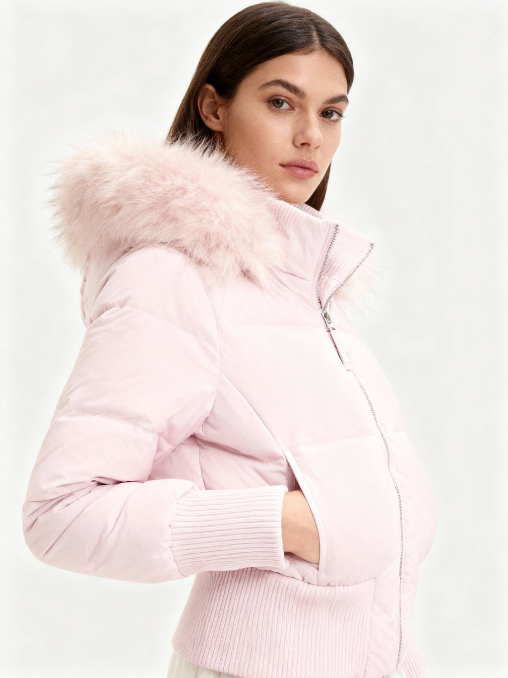 NOUVEAU RICHE Damen Gesteppte Winterjacke Warm Leicht Alltag Freizeit Look Rosa