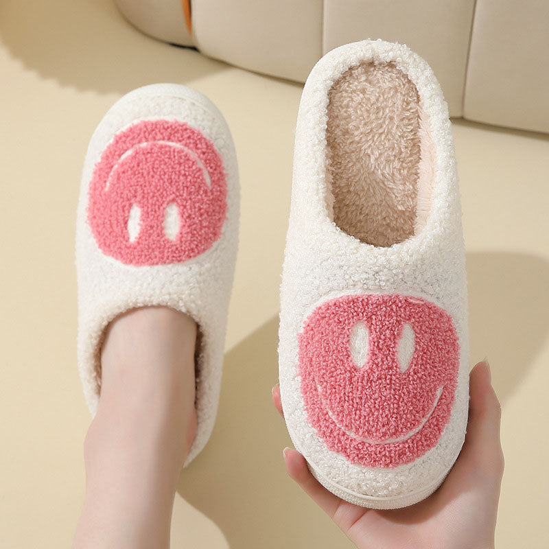 NOUVEAU RICHE Damen Hausschuhe Smiley-Motiv Gefüttert Weiche Innenfutter Rosa