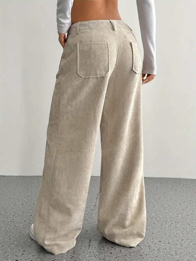 NOUVEAU RICHE Damen Hoch Tailliert Cordhose Weitem Bein Alltag Freizeit