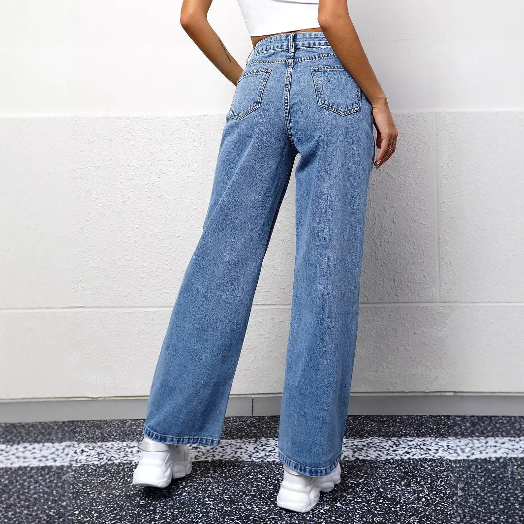 NOUVEAU RICHE Damen Hohe Taille Mom-Jeans Lässig Mit Hohen Bund Zeitloser Stil