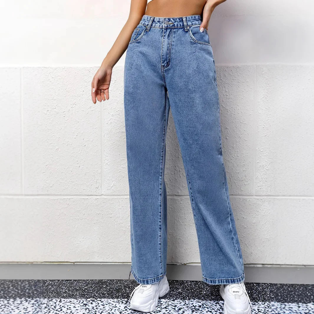 NOUVEAU RICHE Damen Hohe Taille Mom-Jeans Lässig Mit Hohen Bund Zeitloser Stil