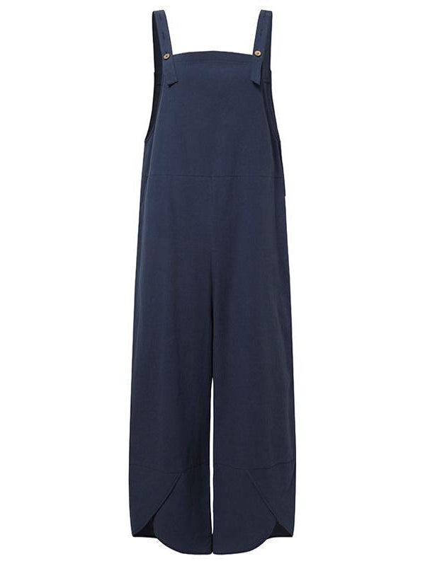 NOUVEAU RICHE Damen Jumpsuit Mit Knöpfen Lässiger Overall Ärmellos Mit Verstellbaren Trägern Zwei Taschen Für Sommerliche Freizeitoutfits