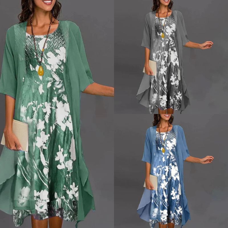 NOUVEAU RICHE Damen Mini Kleid Mit Blumenmuster Und Tailliertem Blazer