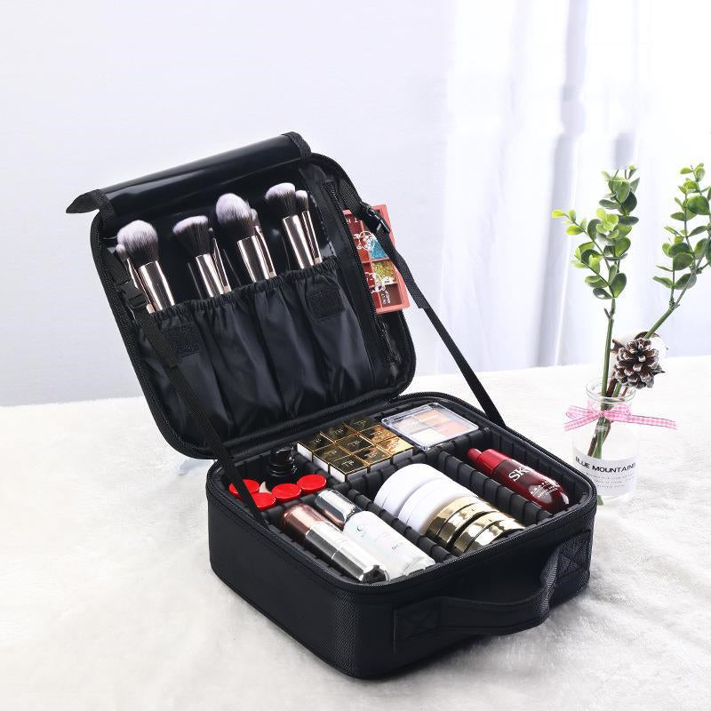 NOUVEAU RICHE Damen Kosmetiktasche Mit Fächern Individuell Anpassbaren Einsätzen Reise Ordnung Schwarz