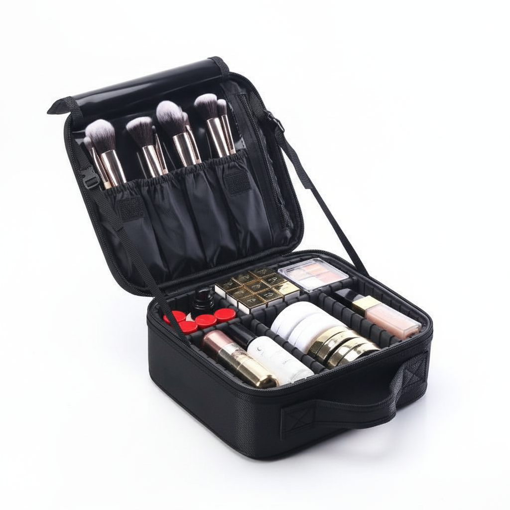 NOUVEAU RICHE Damen Kosmetiktasche Mit Fächern Individuell Anpassbaren Einsätzen Reise Ordnung