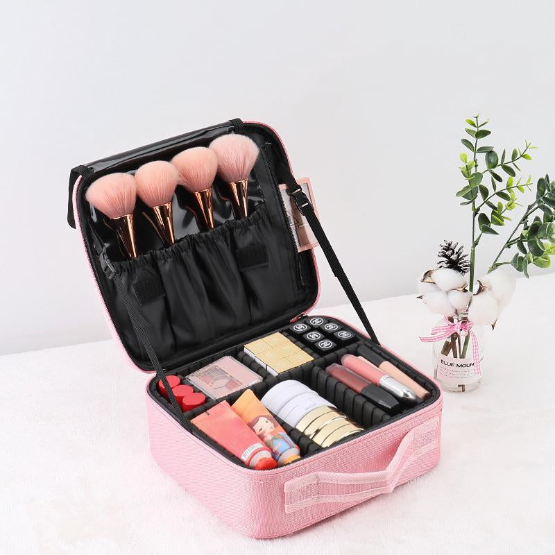NOUVEAU RICHE Damen Kosmetiktasche Mit Fächern Individuell Anpassbaren Einsätzen Reise Ordnung Rosa