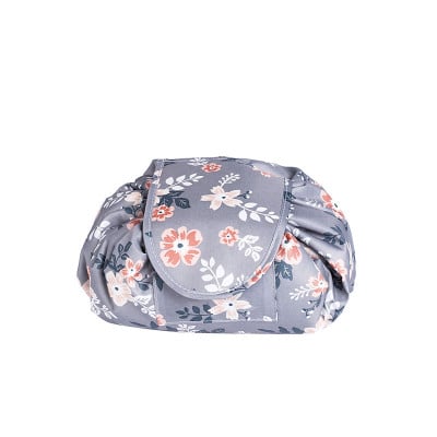 NOUVEAU RICHE Damen Kosmetiktasche Mit Kordelzug Flach Ausbreiten Zeigt Beauty-Produkt Hellgrau - 2