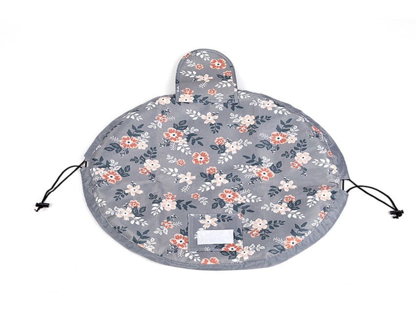 NOUVEAU RICHE Damen Kosmetiktasche Mit Kordelzug Flach Ausbreiten Zeigt Beauty-Produkt Dunkelgrau