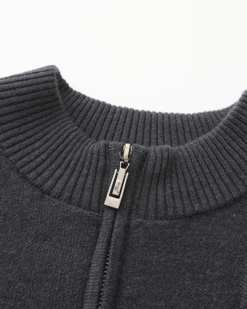 NOUVEAU RICHE Herren Pullover aus Baumwolle Halbzip Tailliert