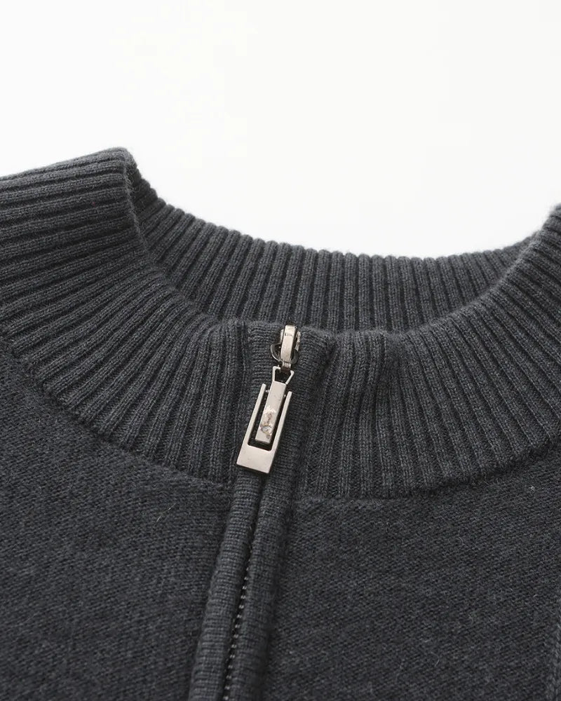 NOUVEAU RICHE Herren Pullover aus Baumwolle Halbzip Tailliert