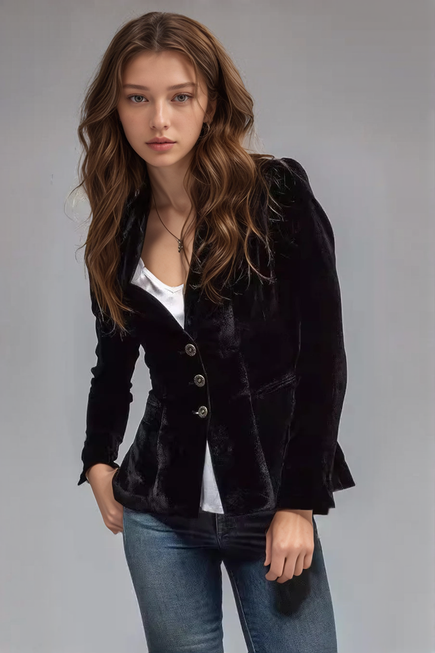 NOUVEAU RICHE Damen Retro Revers Blazer Mit Taschen Slim Fit Eleganter Blazer Aus Hochwertigem Polyester Für Jeden Anlass