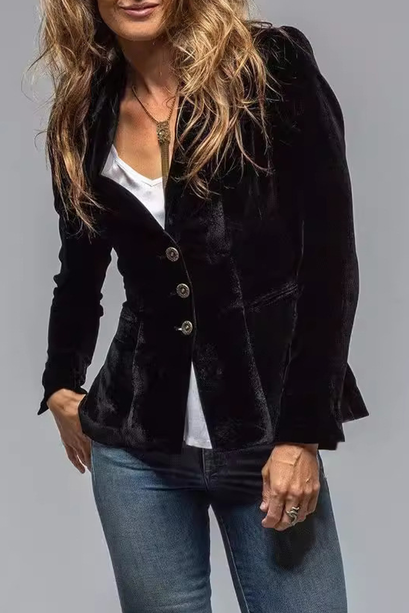 NOUVEAU RICHE Damen Retro Revers Blazer Mit Taschen Slim Fit Eleganter Blazer Aus Hochwertigem Polyester Für Jeden Anlass