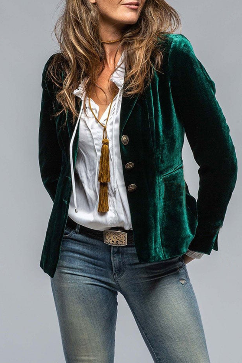 NOUVEAU RICHE Damen Retro Revers Blazer Mit Taschen Slim Fit Eleganter Blazer Aus Hochwertigem Polyester Für Jeden Anlass