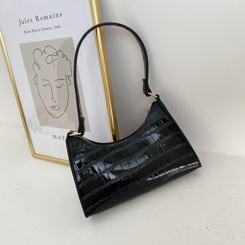 NOUVEAU RICHE Damen Schultertasche Kleine Mit Modernem Design Reduzierte Formgebung Schwarz