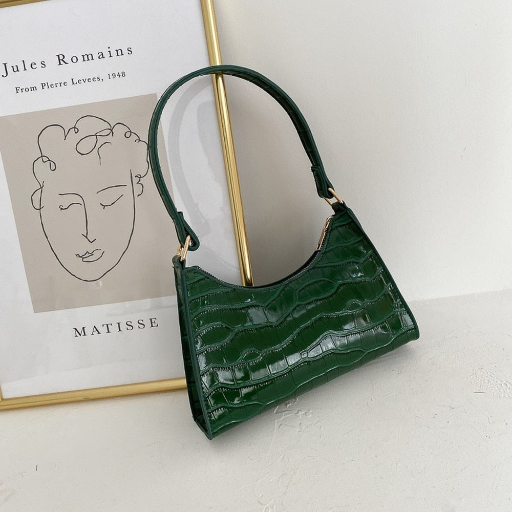 NOUVEAU RICHE Damen Schultertasche Kleine Mit Modernem Design Reduzierte Formgebung Grün