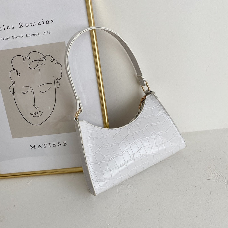 NOUVEAU RICHE Damen Schultertasche Kleine Mit Modernem Design Reduzierte Formgebung Weiß