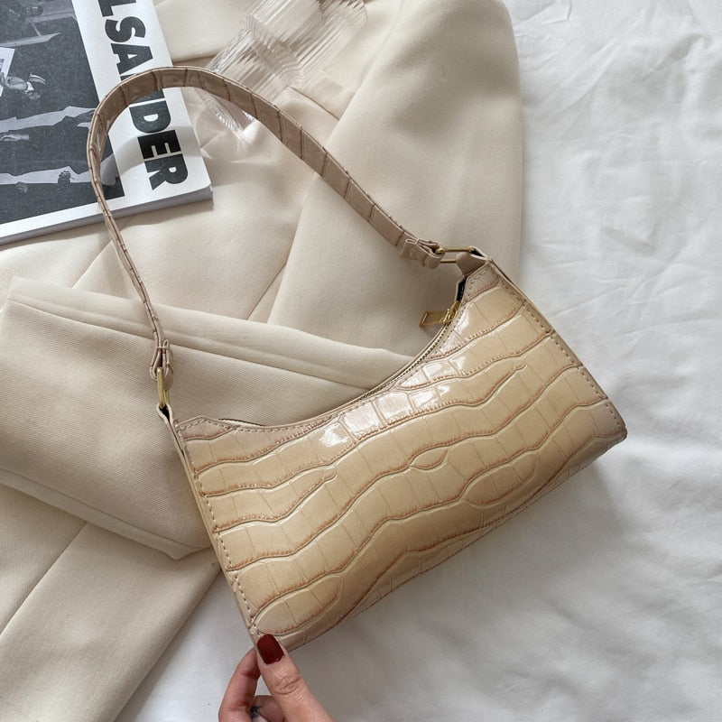 NOUVEAU RICHE Damen Schultertasche Kleine Mit Modernem Design Reduzierte Formgebung Beige