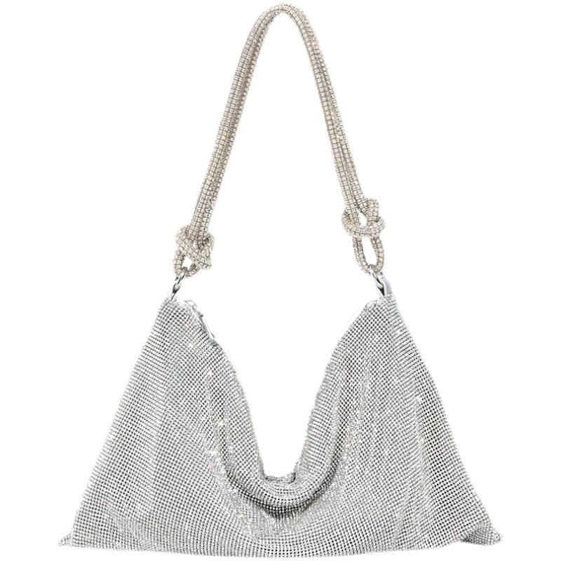 NOUVEAU RICHE Damen Schultertaschen Mit Glitzer Groß Abend Für Besondere Anlässe Silber