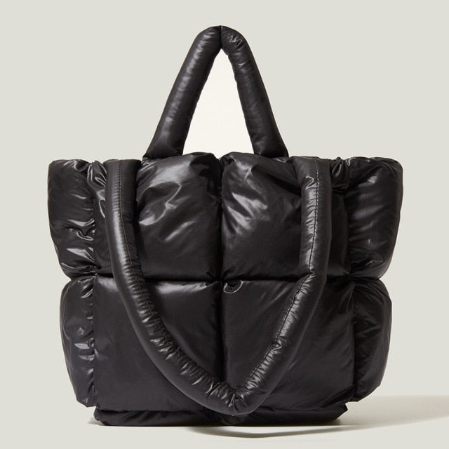 NOUVEAU RICHE Damen Shopper Handtasche Groß Gepolstert Weiche Polsterung Schwarz