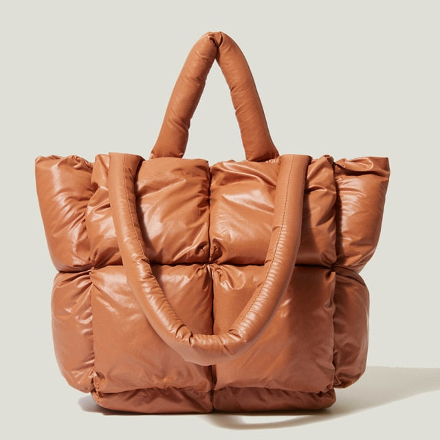 NOUVEAU RICHE Damen Shopper Handtasche Groß Gepolstert Weiche Polsterung Braun
