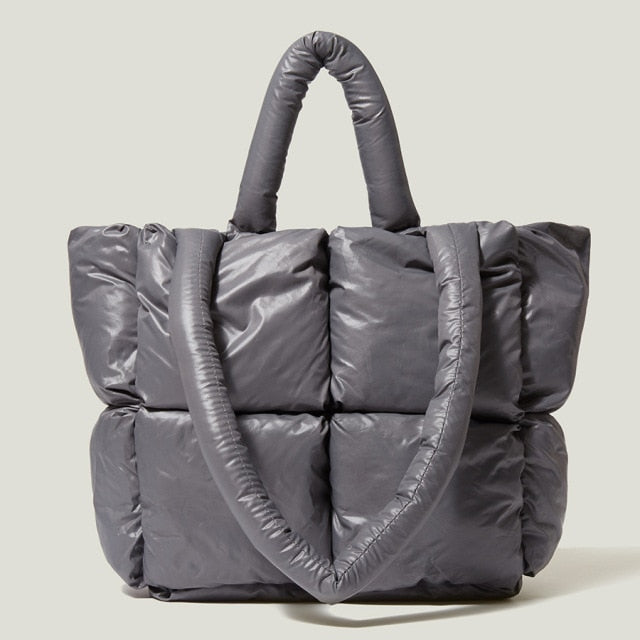 NOUVEAU RICHE Damen Shopper Handtasche Groß Gepolstert Weiche Polsterung Grau