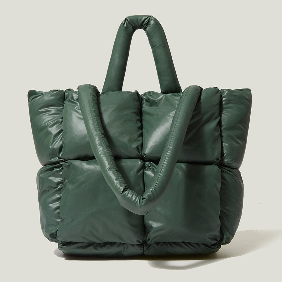 NOUVEAU RICHE Damen Shopper Handtasche Groß Gepolstert Weiche Polsterung Grün