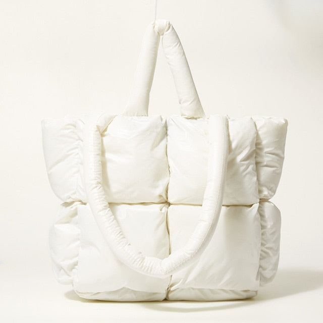 NOUVEAU RICHE Damen Shopper Handtasche Groß Gepolstert Weiche Polsterung Weiß