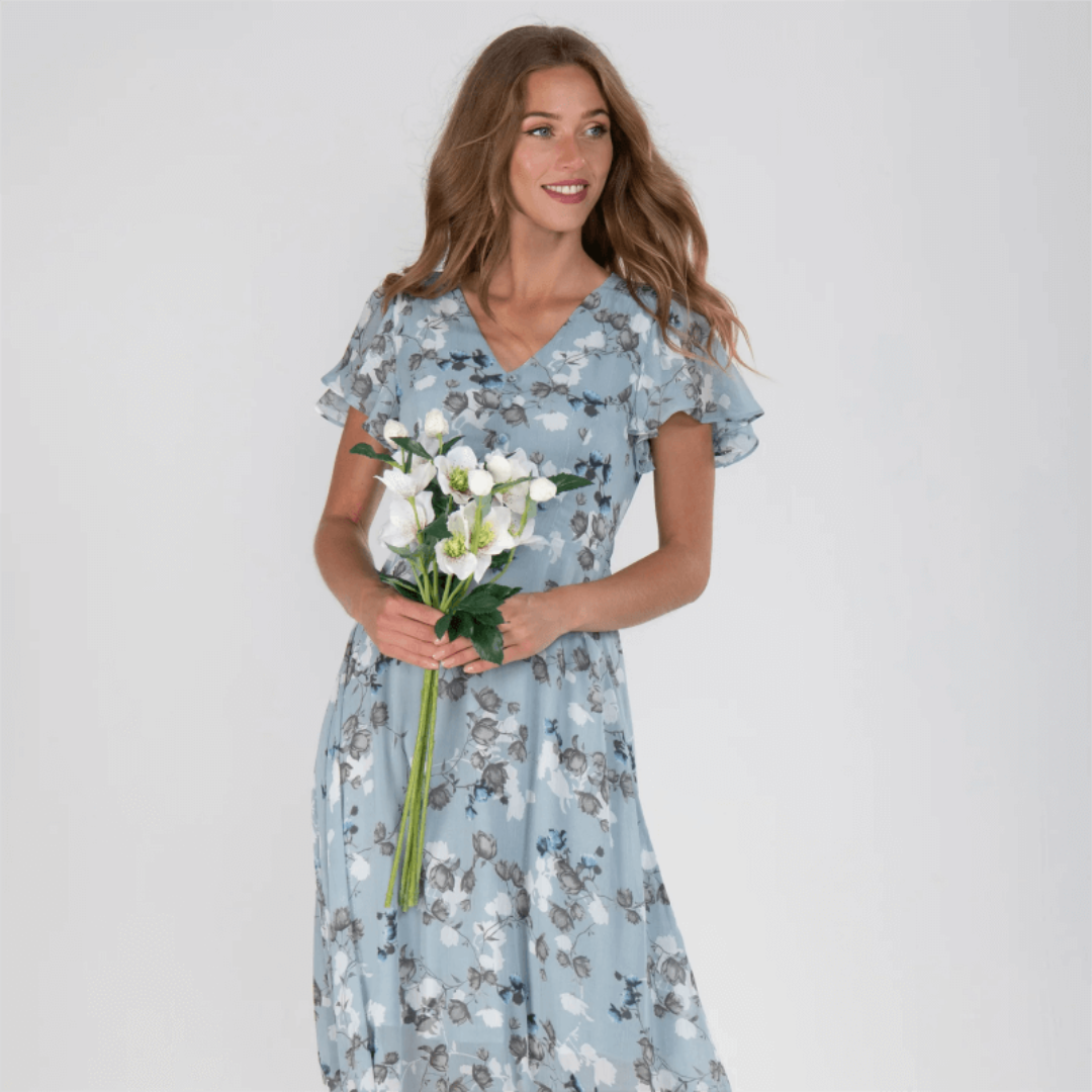NOUVEAU RICHE Elegantes Damen Maxikleid Blumen Für Hochzeitsgast Sommer