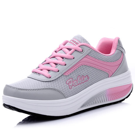NOUVEAU RICHE Damen Turnschuhe Leichtes Obermaterial Stabiler Halt Bequem Grijs Rosa