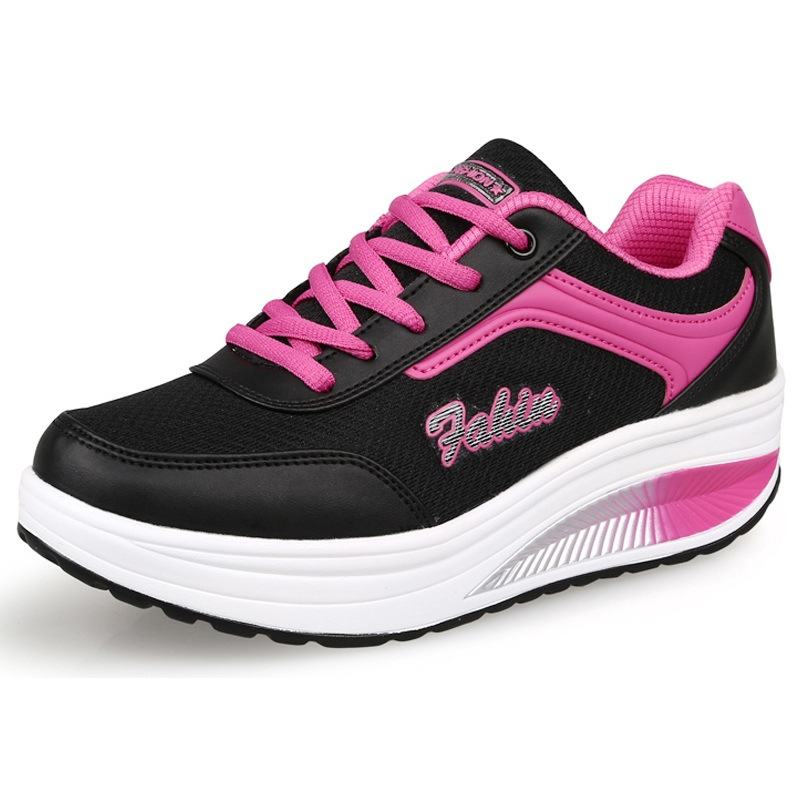 NOUVEAU RICHE Damen Turnschuhe Leichtes Obermaterial Stabiler Halt Bequem Schwarz Rosa