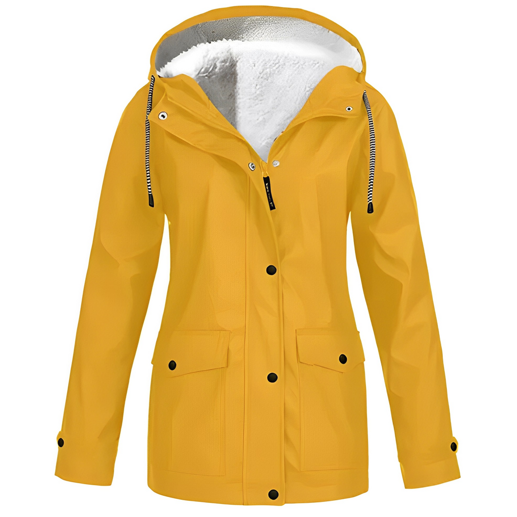 NOUVEAU RICHE Damen Übergangsjacke Mit Kapuze Und Fleecefutter Warm Gelb