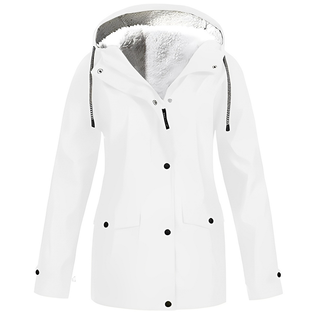 NOUVEAU RICHE Damen Übergangsjacke Mit Kapuze Und Fleecefutter Warm Weiß