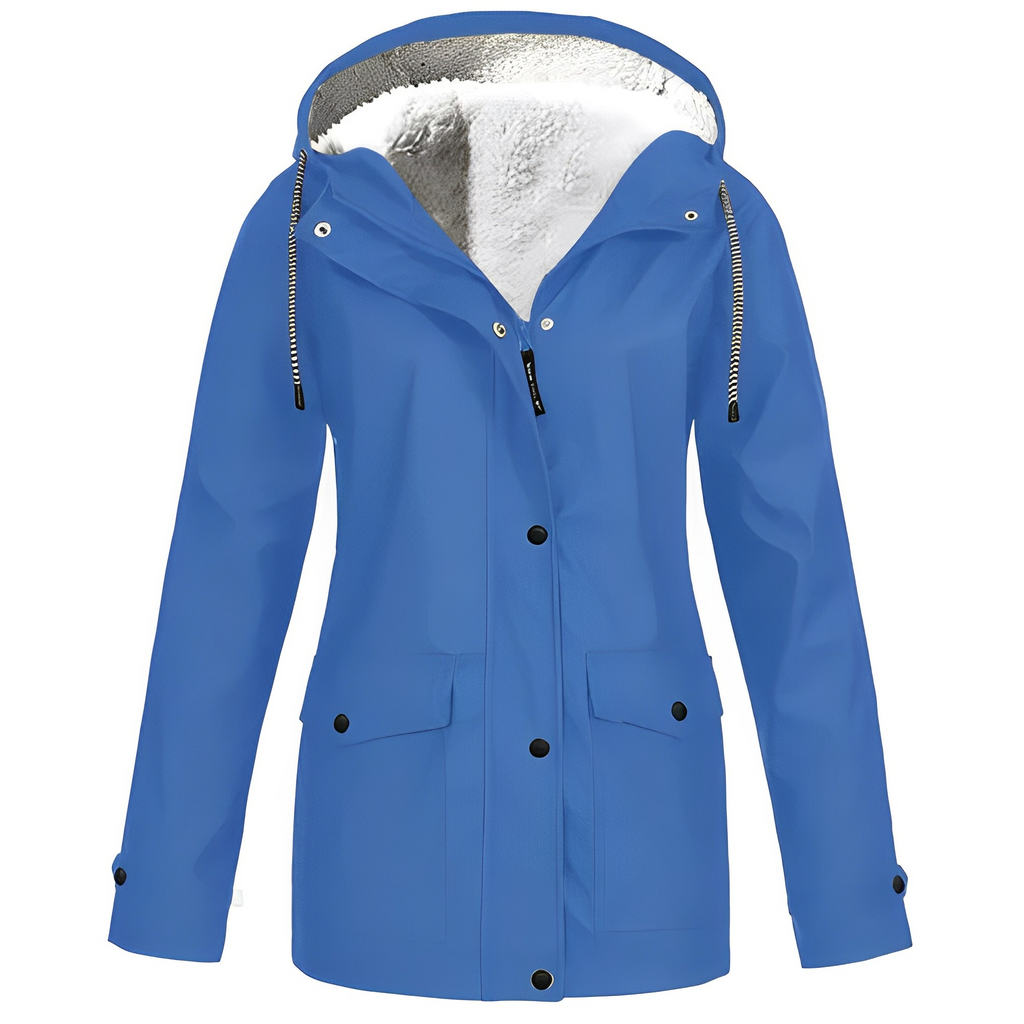 NOUVEAU RICHE Damen Übergangsjacke Mit Kapuze Und Fleecefutter Warm Blau